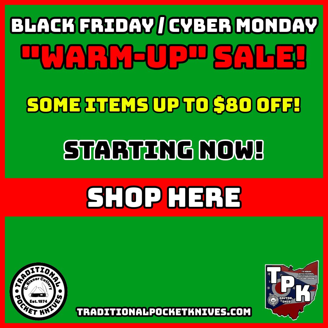 BigRedEDC's tweet photo. Black Friday Warm Up Sale At C. Risner Cutlery!
https://t.co/peYZuSa4xC https://t.co/7hJzyYpCKK