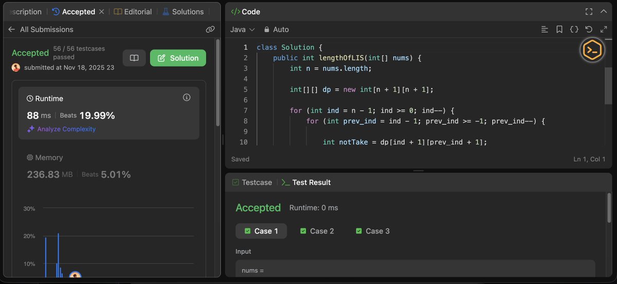 itiswhatitstush's tweet image. Day 32/100         
- DP: Studied and solved DP on LIS.          
- Project 1: Started working on the backend. 
- Workout: back and biceps day. 
 #100daysofcodechallenge #TUFWinterArc
@striver_79 @takeUforward