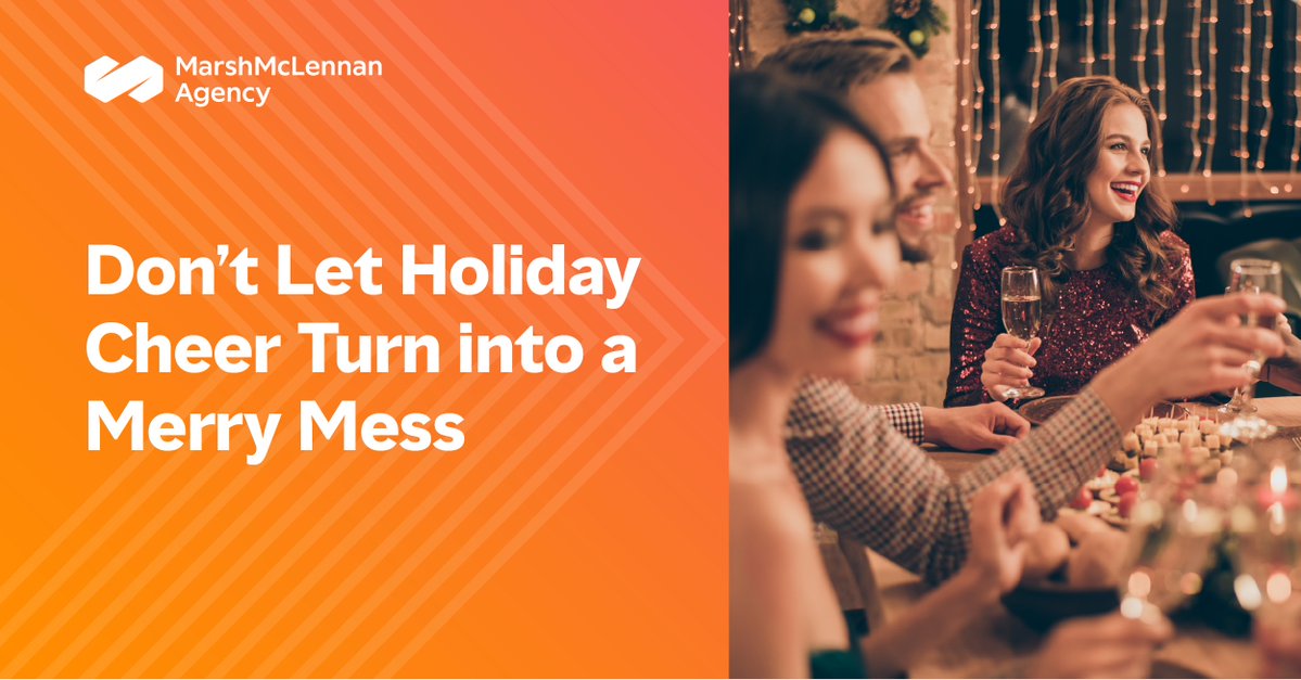 MMA_PCS's tweet image. Tis the season for gatherings! But hosting parties—especially those involving alcohol—can introduce unexpected risks. We explore these risks and how to best mitigate them in our latest blog: mma.marshmma.com/holiday-party-… | #HolidayParty #Risks #RiskMitigation #Insurance