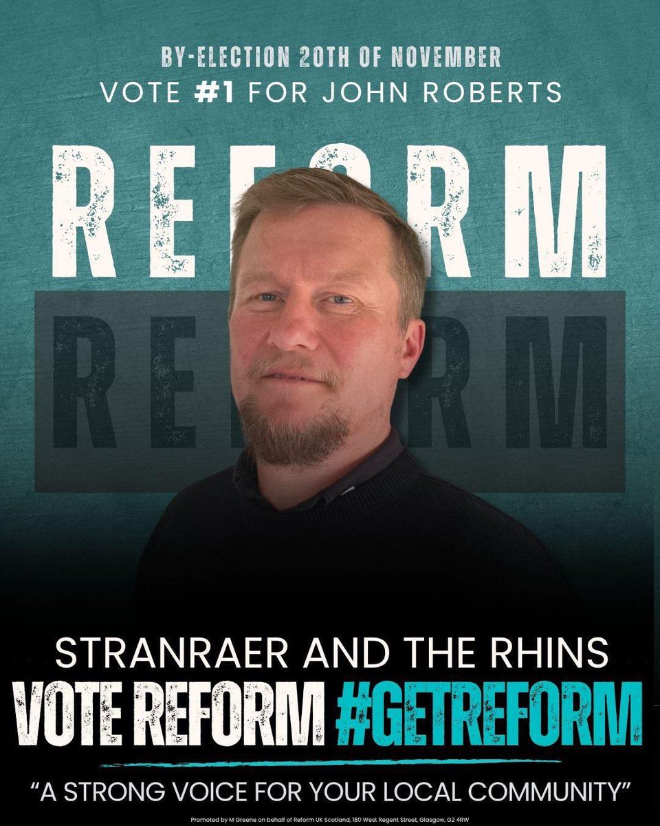 ReformDaily_'s tweet image. 🏴󠁧󠁢󠁳󠁣󠁴󠁿 This Thursday, Stranraer &amp;amp; The Rhins have a real chance for change

Back @ReformUKScot’s John Roberts - a strong local voice who’ll deliver for the community &amp;amp; shake up a tired establishment

Vote #1 for Reform &amp;amp; get the representation you deserve

#Stranraer #TheRhins…