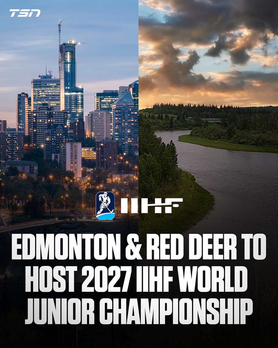TSN_Sports's tweet image. The World Juniors is heading back to Alberta.🇨🇦

Thoughts on Edmonton and Red Deer as the official location in 2027?