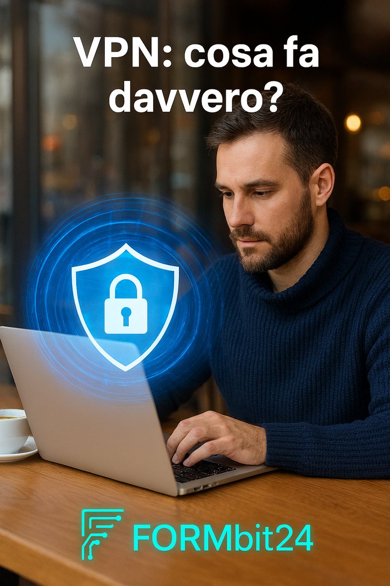 Formbit24's tweet image. VPN: cosa fa davvero ? 
Sai davvero cosa fa una VPN?   Guarda il video e condividilo con chi lavora spesso su reti pubbliche. Video qui: youtube.com/shorts/UNcCGYp… #Formbit24 #Cybersecurity #VPN #Privacy #Networking  #digitallearning #educazioneDigitale