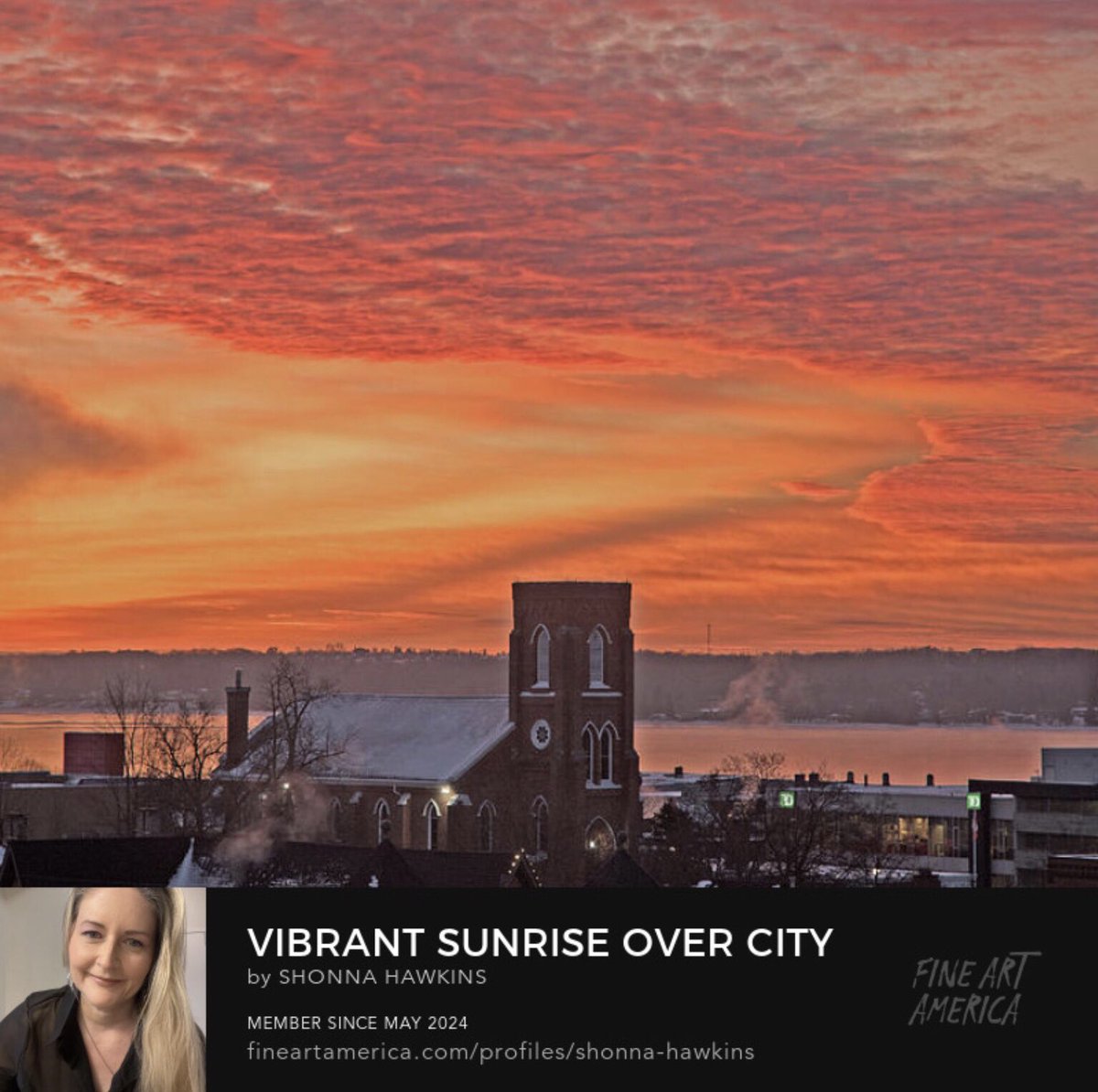 Vibrant Sunrise Over City, Barrie shonna-hawkins.pixels.com/featured/vibra…

A stunning sunrise bathes a city in vibrant orange hues. A historic brick church stands prominently against the colourful sky.

#Barrie #sunrise #brickchurch #ShonnaHawkinsPhotography #BuyIntoArt #sunrisephotography
