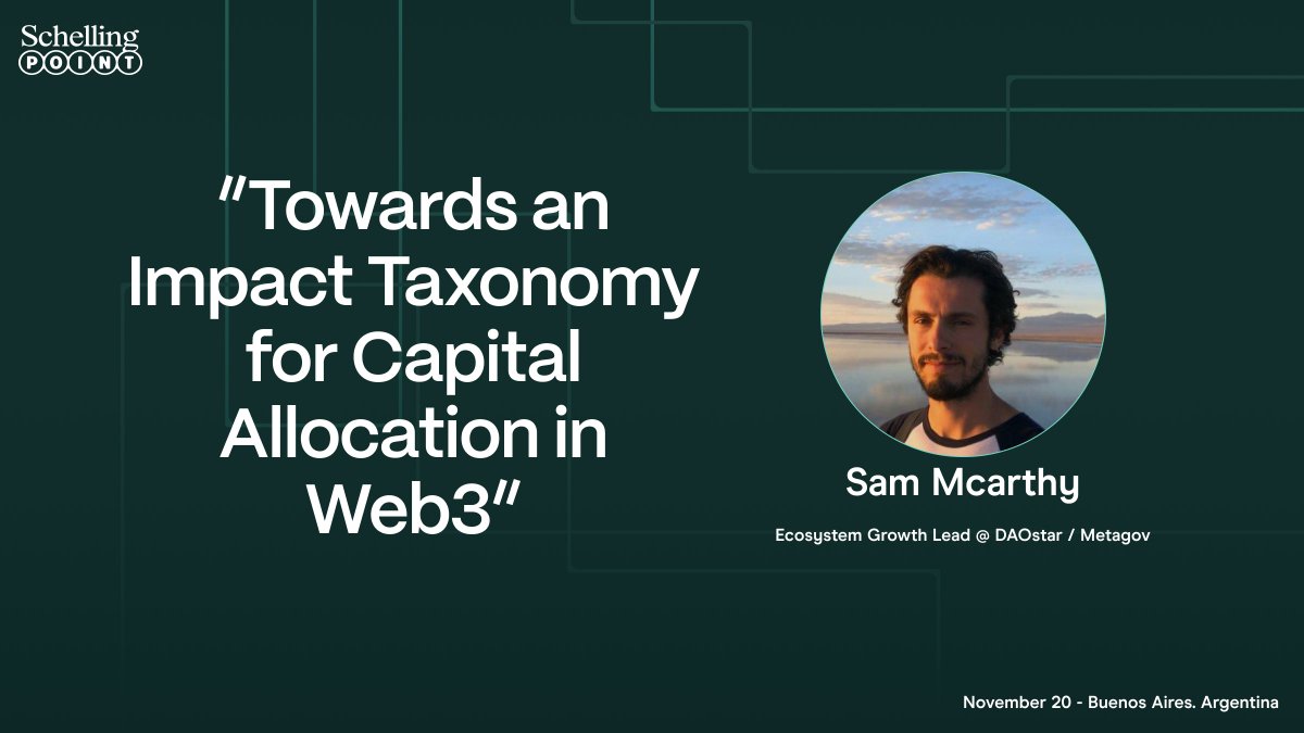gitcoin's tweet image. We are hyped! 🔥

@samccarthy27 is joining us Thursday at Schelling Point Buenos Aires!

He will define the Impact Taxonomy - the essential framework for scaling strategic funding across Web3.

This talk will kick off at 15:30 local time 🤝
