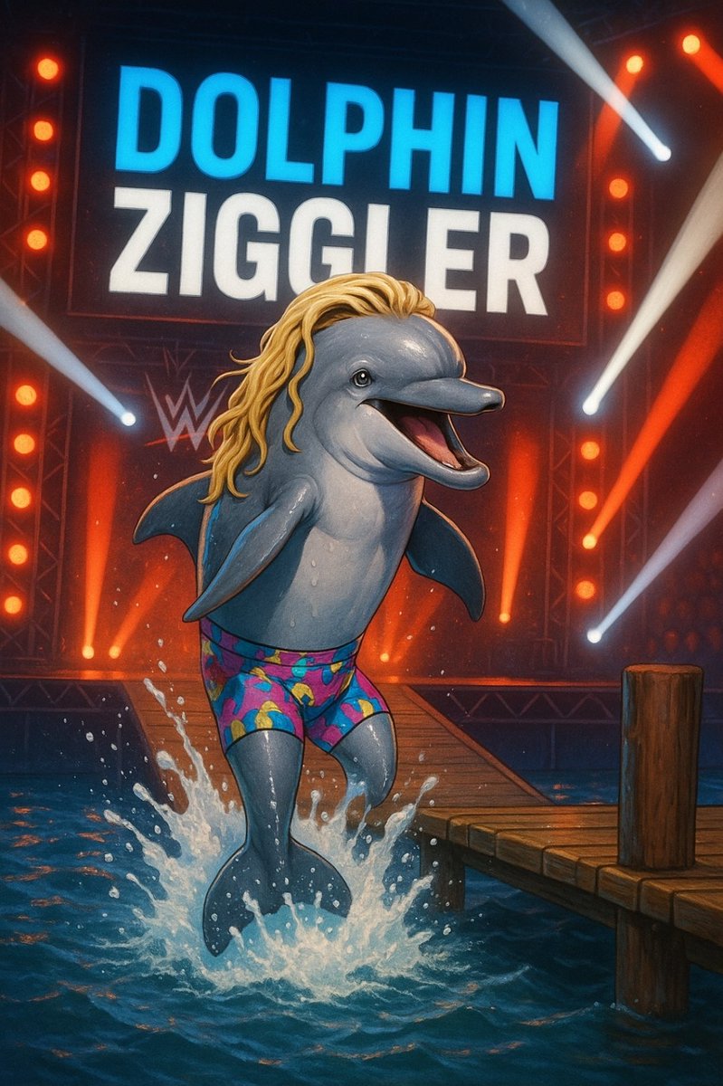 I don't inhabit X a lot, but my daughter gave me the idea for this ridiculous image and I thought <a href="/NicTNemeth/">Nic Nemeth</a> might get a chuckle from it too. 
#DolphinZiggler