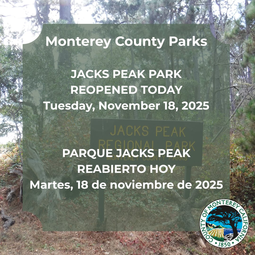 Jacks Peak Park reopened today!
Parque Jacks Peak reabierto hoy! #jackspeakpark #montereyca #countyofmonterey