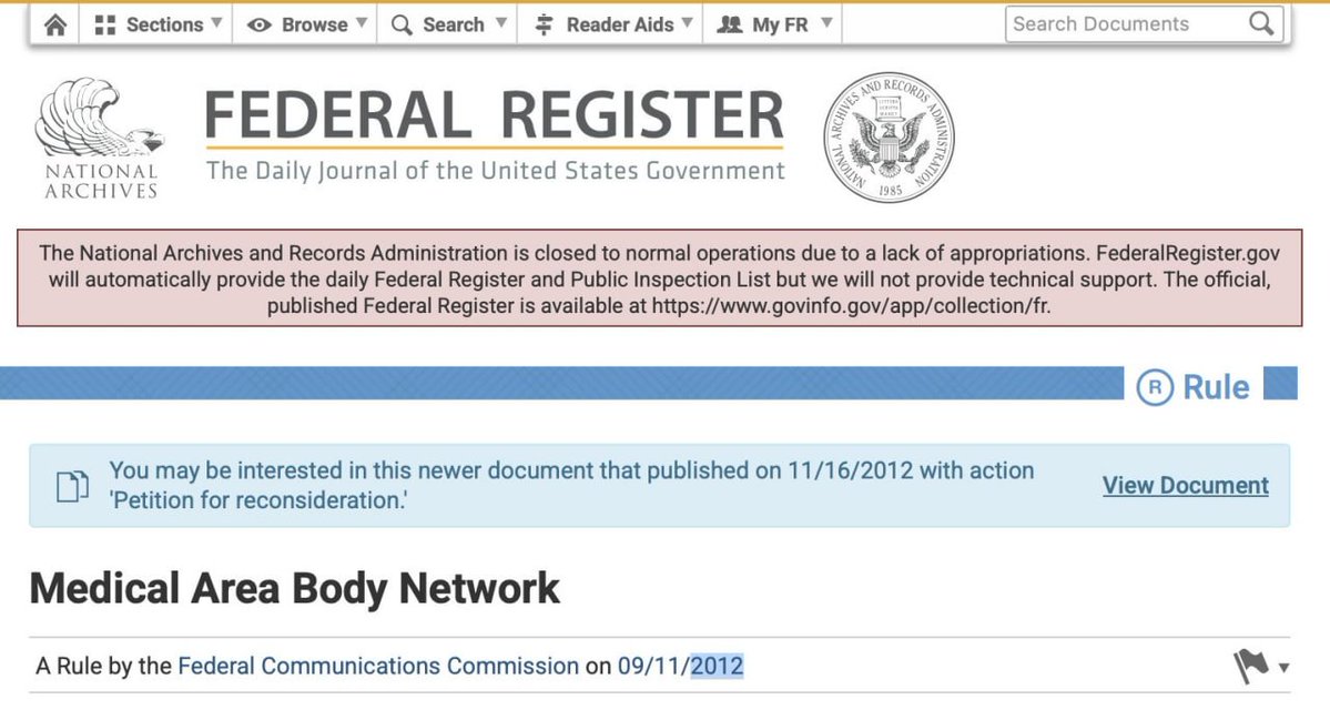 CorinneNokel's tweet image. #FCC Medical Body Area Network (2012) 

Wireless Intra-Body Communication #HBC 

IEEE 802.15.6 - 2012 Standard 

standards.ieee.org/ieee/802.15.6/…

federalregister.gov/documents/2012… 

ieeexplore.ieee.org/document/75815…

federalregister.gov/documents/2014…  

pervasivecomputinginfo.blogspot.com/2018/10/ieee-8…