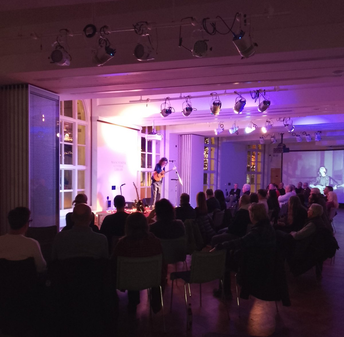 MancLibraries's tweet image. We&apos;re loving hosting the fabulous @ThisColeStacey with his incredible songs tonight at Central Library 😍