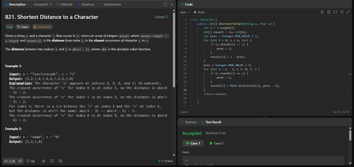 rituu_09's tweet image. Day 322 of 2025:                                      
👩‍💻 Code to Crack Companies!   
▫️Shortest Unsorted Continuous Subarray
▫️Shortest Distance to a character
#placementprep #2025Goals #leetcode #letsconnect