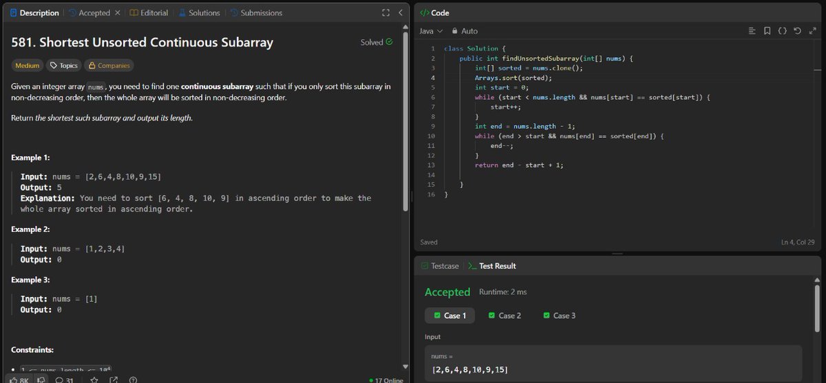 rituu_09's tweet image. Day 322 of 2025:                                      
👩‍💻 Code to Crack Companies!   
▫️Shortest Unsorted Continuous Subarray
▫️Shortest Distance to a character
#placementprep #2025Goals #leetcode #letsconnect