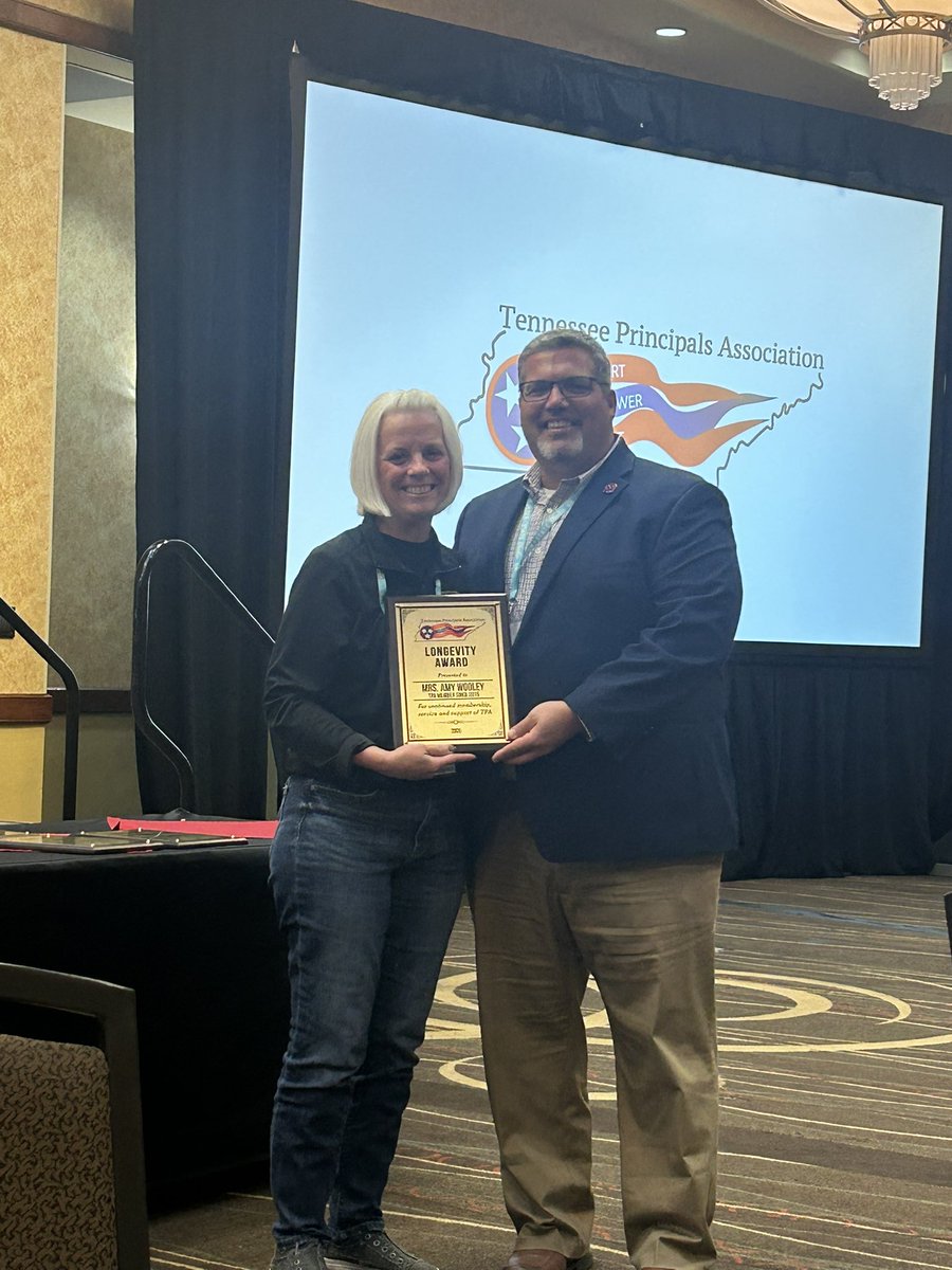 Join us in congratulating West Chester Principal Amy Wooley on being honored with the 2025 <a href="/TnPrinAssoc/">TN Principal Assoc</a> Longevity Award! An incredible recognition for her years of service and commitment to TPA!
