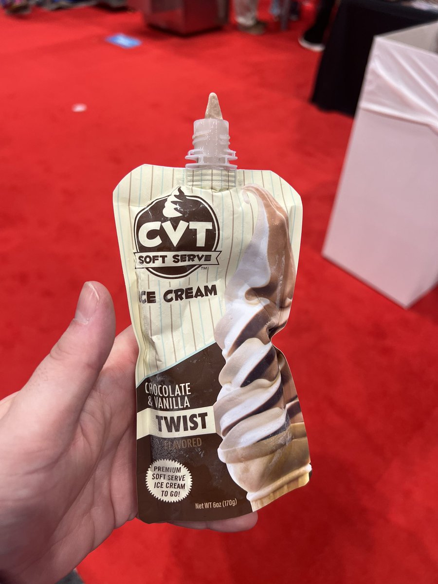 DrewTheIntern's tweet image. Fun soft serve ice cream in a pouch from CVT