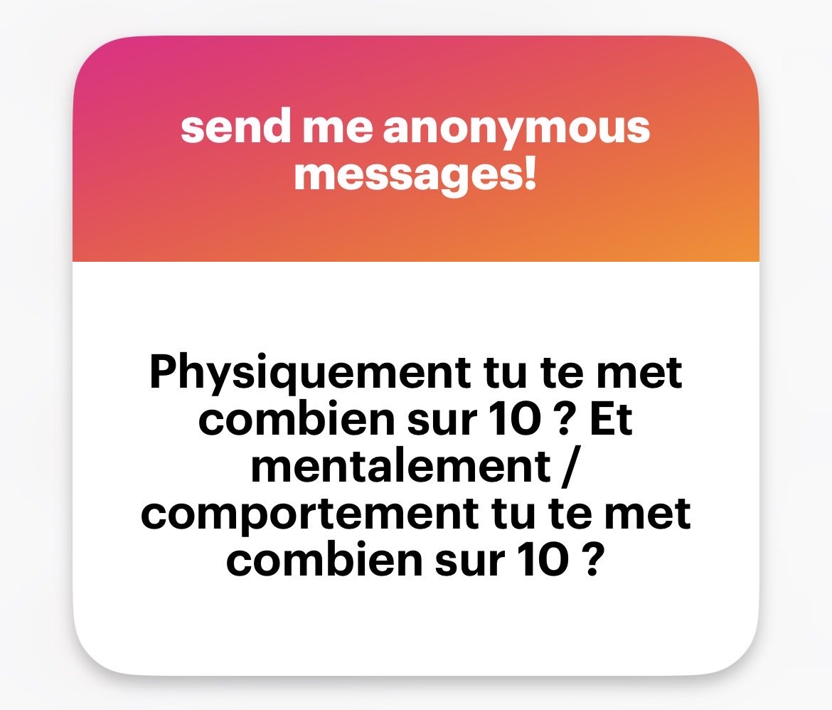 c’est quoi ces questions, mentalement comportement je me mets un bon 9/10 et physiquement on peut toujours changer mais là maintenant je pense 7/10 en vrai