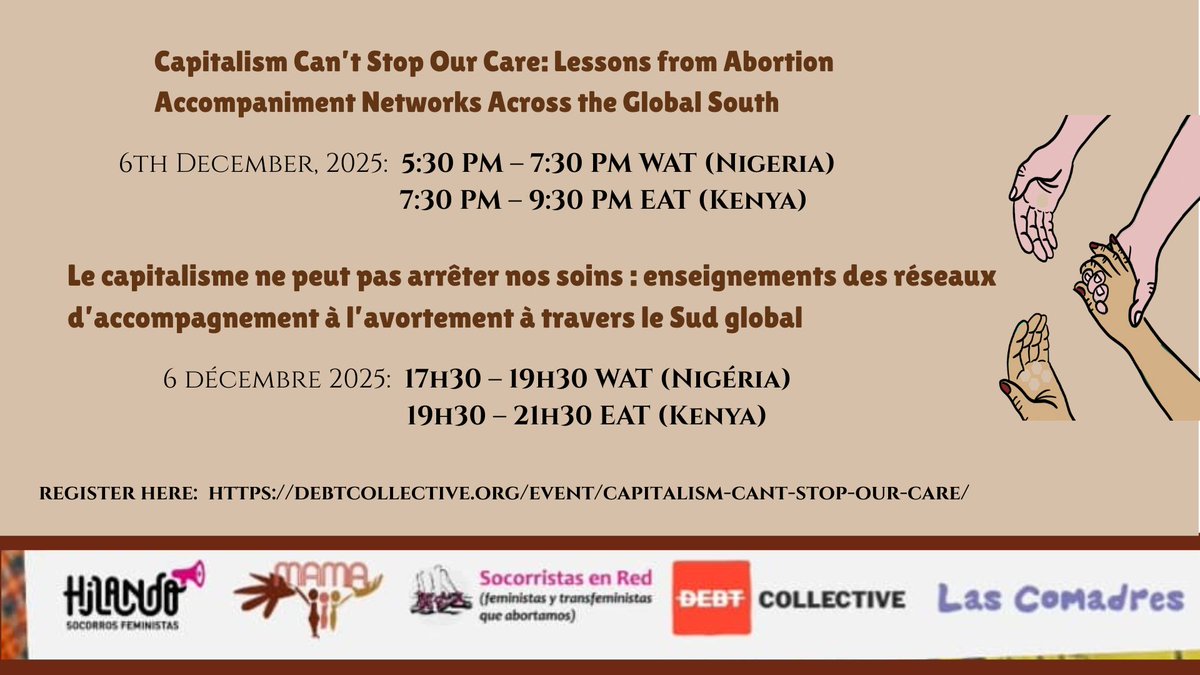 themamanetwork's tweet photo. @themamanetwork is excited to participate in a powerful webinar session with other partners!

📌 Title: Capitalism Can’t Stop Our Care: Lessons from Abortion Accompaniment Networks Across the Global South
📅 Date: 6 December 2025
⏰ Time: 5:30–7:30 PM WAT (Nigeria)
     7:30–9:30 PM EAT (Kenya)
🔗 Register: https://t.co/gTBmmuzzkp

Don’t miss this conversation! Register now to join us!