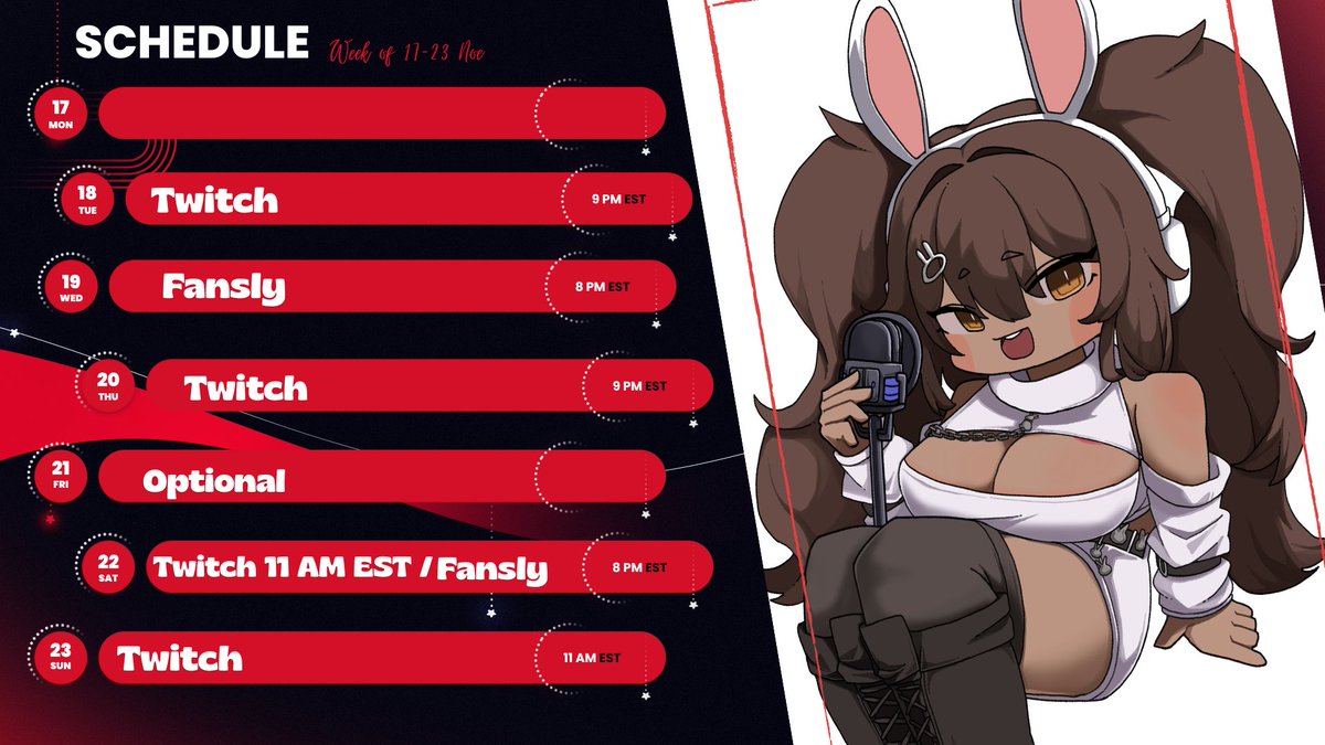 New week, same waifu energy 💋💫
Schedule for Nov 17–23 is posted.

artist <a href="/kokee8024/">KOKEE12</a>