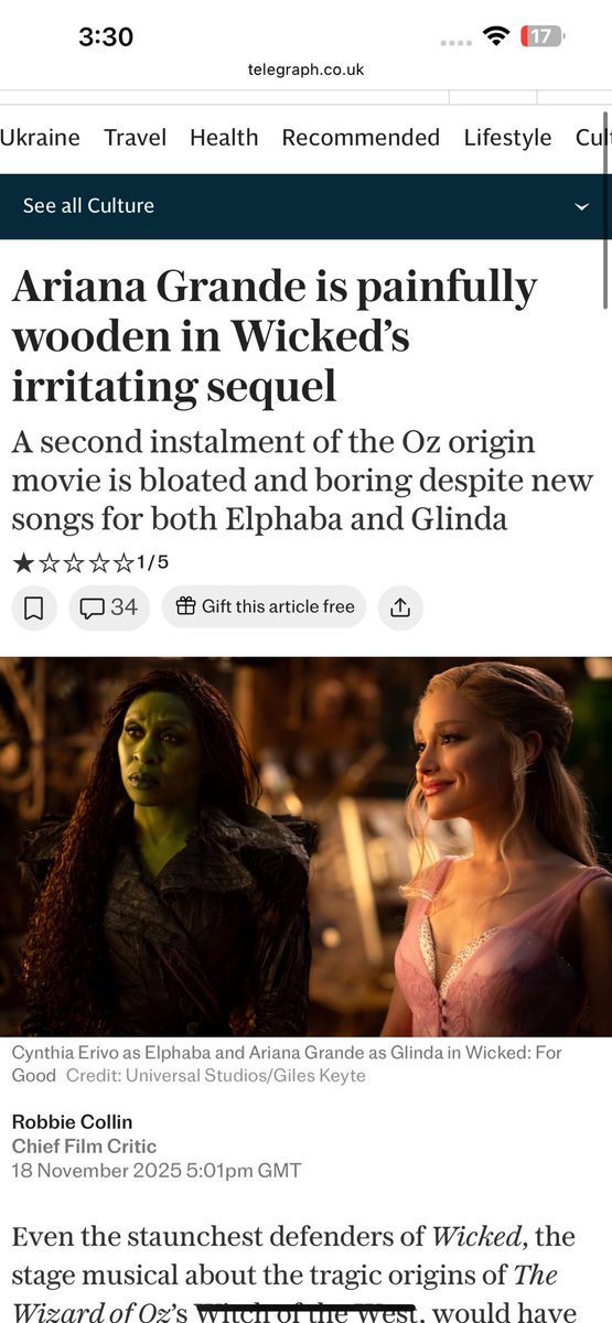 guiidb's tweet image. assumindo que O MESMO critico deu 2/5 pra wicked parte 1 que foi aclamado... imagina pro segundo