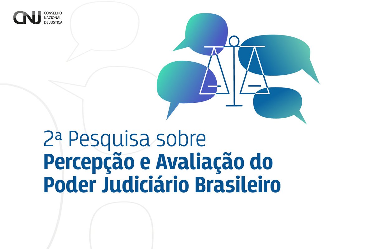TJSPoficial's tweet image. CNJ prorroga 2ª Pesquisa sobre Percepção e Avaliação do Poder Judiciário Brasileiro: tinyurl.com/yck4r54x  #Pesquisa #Percepção #Avaliação #PoderJudiciário #TJSPPorPessoas #TJSPParaPessoas #RedesSociaisTJSP #SocialMedia #MídiasSociais