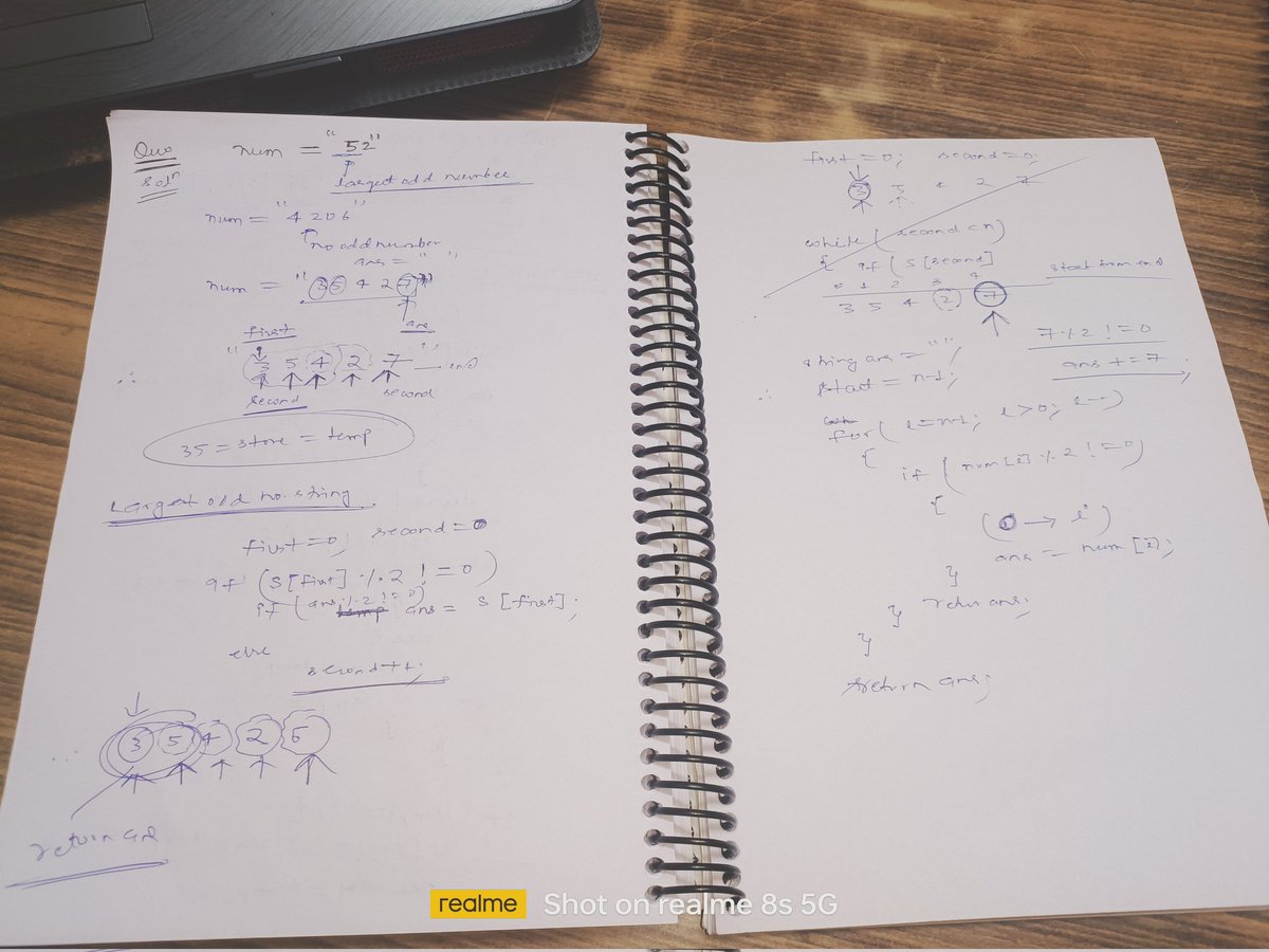 Navneetrajgupta's tweet image. Day 58/100 of #100DaysOfCode 
Solved Leetcode problem&quot; largest odd number in string&quot; and sort character by frequency (have some bug trying to fix it)
#DSA #LeetCode #CPP #Consistency