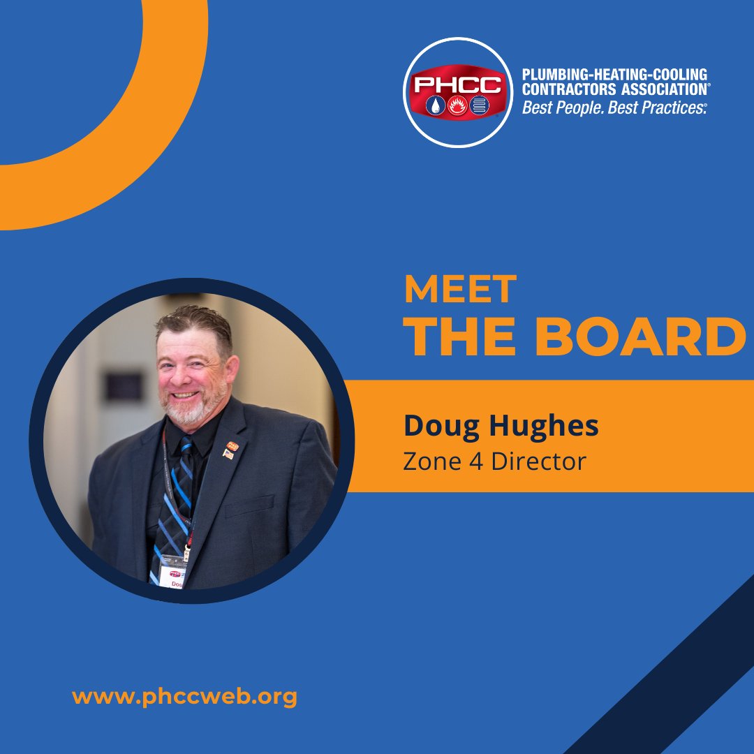 phccnatl's tweet image. Meet Doug Hughes, PHCC Zone 4 Director. Doug has over 30 years in the plumbing and HVACR industry and 8 years as a PHCC member. His favorite part of being involved with PHCC is meeting new people and seeing the direction the trades are heading. 

#PHCC #Plumbing #HVAC