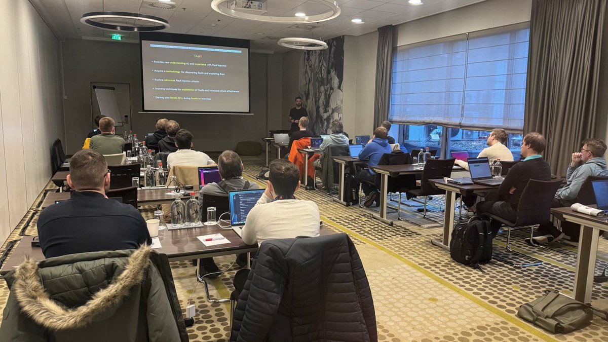 hardwear_io's tweet image. 💡 Meanwhile at The Art of Fault Injection…students are discovering the glitching is just the entry ticket to deeper attacks.

In action Niek Timmers (@tieknimmers) at #hw_ioNL2025 

Know More: hardwear.io/netherlands-20…

#faultinjection #hardwaresecurity