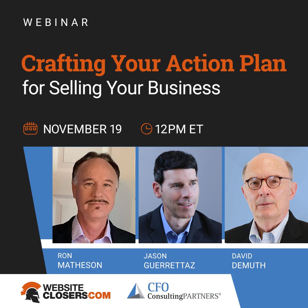 CFOConsulting_'s tweet image. Last chance to register! Join Website Closers &amp;amp; CFO Consulting Partners for a free webinar on how to prep your business for a successful sale—what to fix, what to highlight &amp;amp; how to drive offers.

Spots are limited us02web.zoom.us/webinar/regist…

#ExitStrategy #BusinessStrategy #Webinar
