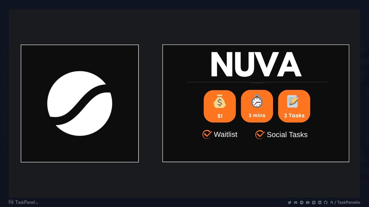 taskpanelio's tweet image. Nuva Finance Airdrop Tasks 🪙

Backed by Animoca Brands, Nuva Finance has launched its &quot;Genesis Pass&quot; campaign to boost your future airdrop points.

Secure your spot for the airdrop now.

📝 Tasks: Mint Genesis Pass, Waitlist 
💰 Cost: ~$1 
⏱️ Duration: ~3 Mins

Guide below 👇…