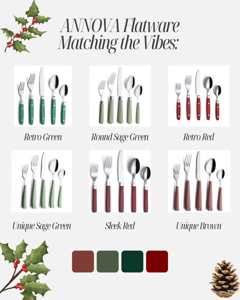 ANNOVAme's tweet photo. Refresh your dining room colors with ANNOVA flatware. We have a color for everyone’s unique palette.

#ANNOVA #ANNOVAME #TableSetting #TableDecor #Tablescape #Tableware #TableStyling #TableSettingIdeas #TableDecorInspo  #TablewareDesign #TableSettingInspo #christmas #holidays https://t.co/5i4vta6b80