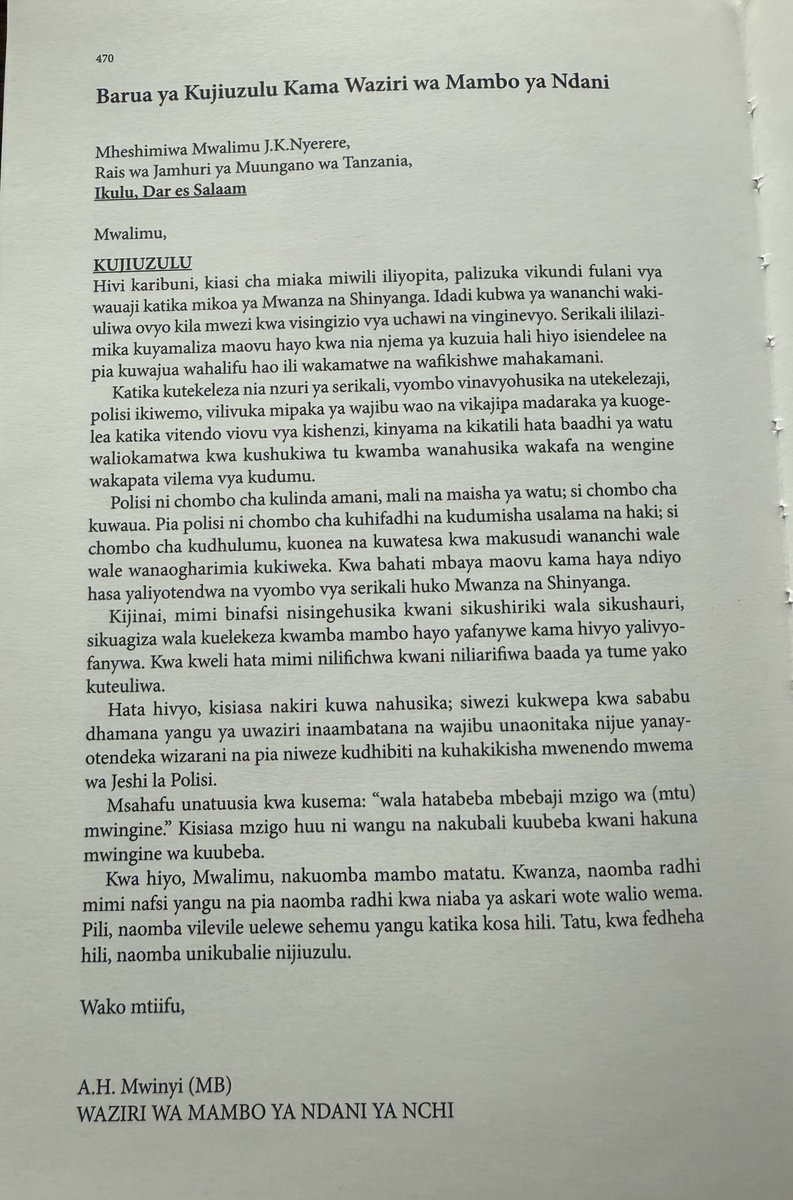 Udadisi's tweet image. #KutokaMakavazini: “kwa fedheha hili, naomba unikubalie nijiuzulu ” — Ali Hassan Mwinyi (1977)