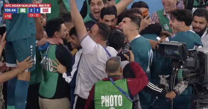 InternatBreak's tweet photo. It's Iraq🇮🇶, yes, Iraq🇮🇶, going to the Inter-Confederation playoffs out of the AFC, where they'll have a great chance to qualify for the World Cup.

They defeat a United Arab Emirates🇦🇪 team that had NINE naturalized players in their starting 11.

That's compared to the Iraqi team, which is 100% Iraqi.

It is increasingly rare to see the people have a win like this, but they have one today.

🇮🇶🇮🇶🇮🇶

يحيا العراق!