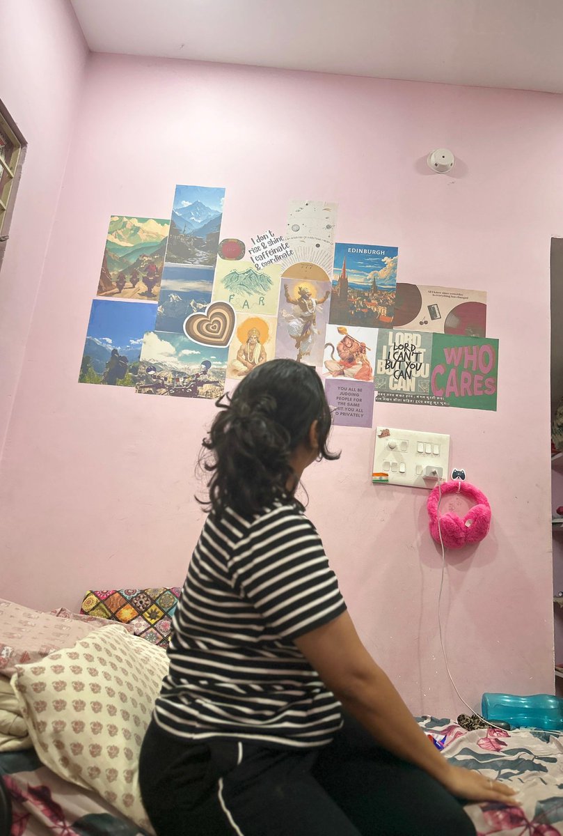 sandhyaislavath's tweet image. Decorated my pg wall🥲