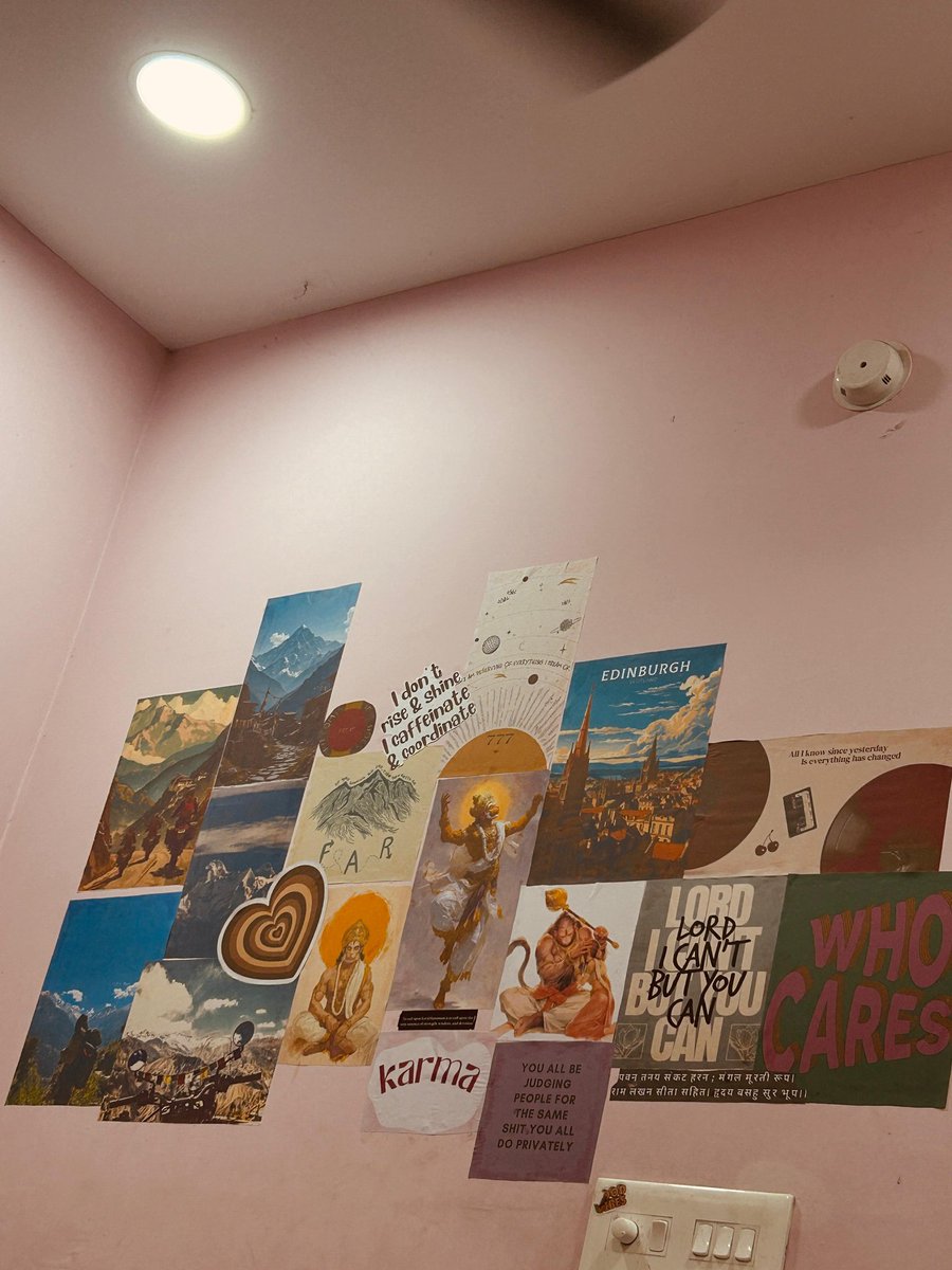 sandhyaislavath's tweet image. Decorated my pg wall🥲