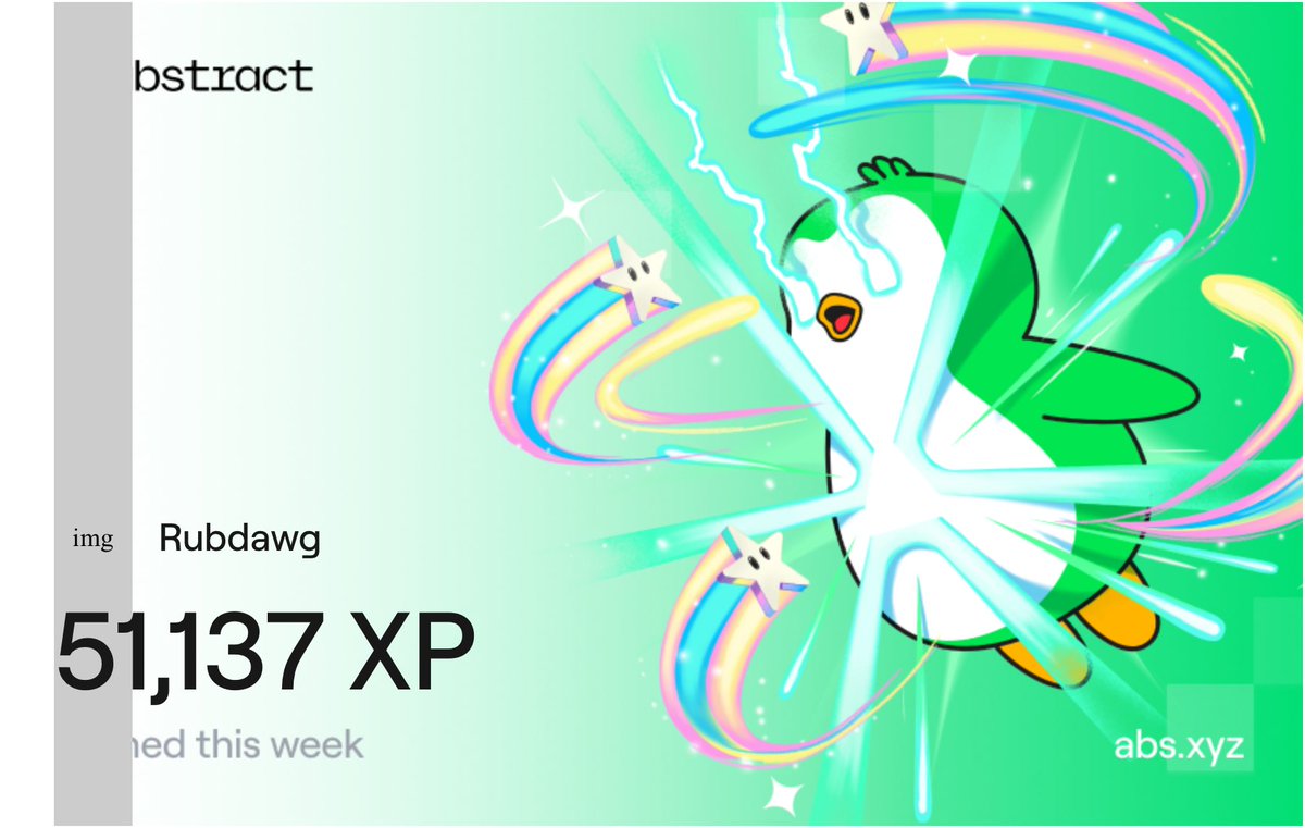 I just earned 51,137 XP on <a href="/AbstractChain/">Abstract</a>! 🎉