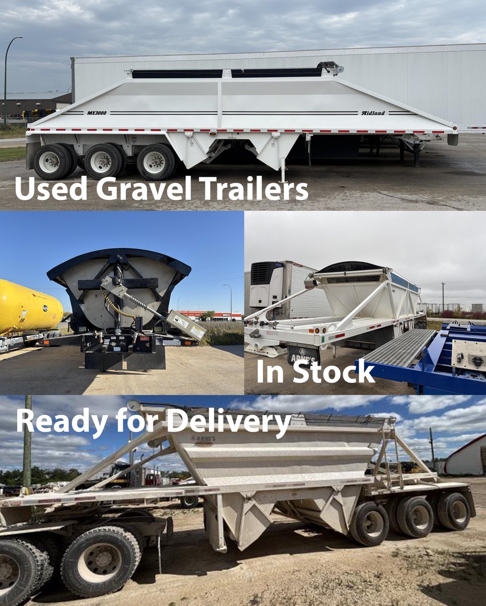 We have used cross gates, end dumps, and other gravel trailers in great condition and ready for purchase.  

Here is a small selection of our stock:
maximinc.com/trailer-291024…
maximinc.com/trailer-290992…
maximinc.com/trailer-289602…
maximinc.com/trailer-291365…