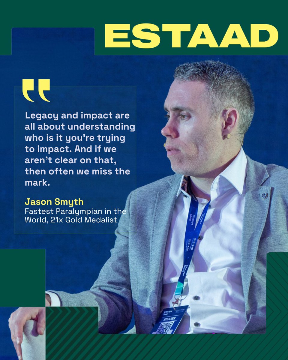“Legacy and impact are all about understanding who is it you’re trying to impact. And if we aren’t clear on that, then often we miss the mark.”

A powerful moment from the ESTAAD stage with <a href="/Jason/">@jason</a> Smyth, he world’s fastest Paralympian.

#ESTAAD2025