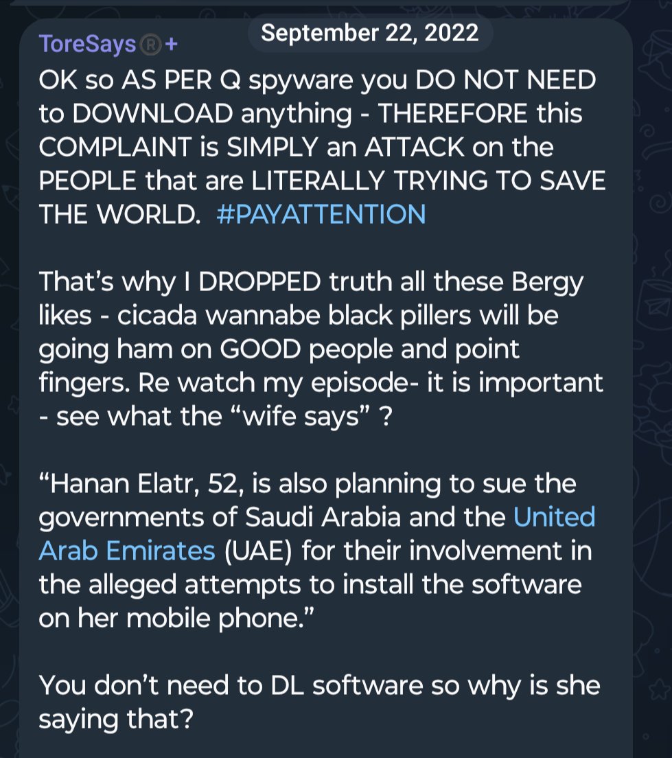 FLgal726's tweet image. &quot;OK so AS PER #Q #spyware you DO NOT NEED to DOWNLOAD anything - THEREFORE this COMPLAINT is SIMPLY an ATTACK on the PEOPLE that are LITERALLY TRYING TO SAVE THE WORLD.  #PAYATTENTION .&quot;
ToreSays 💅 Telegram 
t.me/toresaysPlus/2…
theguardian.com/world/2022/sep…