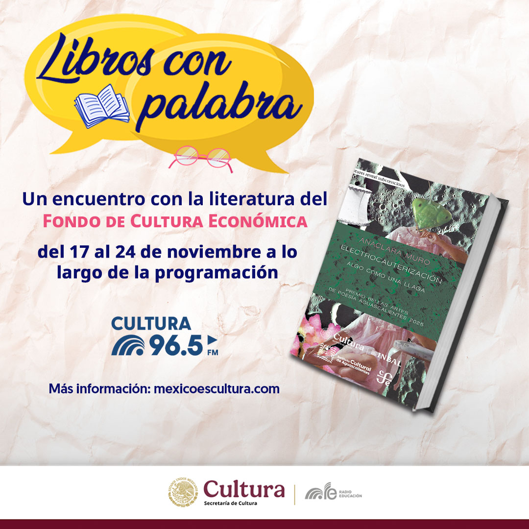 RadioEducacion's tweet image. Mañana en #LibrosConPalabra 📚💭 con @VerOrtizTV del @FCEMexico

Indagamos en el poemario Electrocaeuterización. Algo como una llaga 👁️‍🗨️ que explora la complejidad social que atraviesa a las mujeres y al virus del papiloma humano

🕗 13:05 h
📻 #Cultura965FM