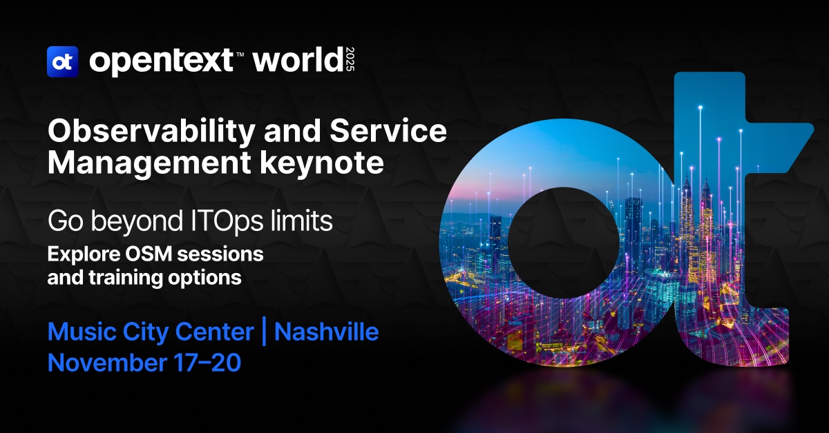 OpenText_ITOPs's tweet image. #OpenTextWorld attendees: Make sure to attend the Observability and Service Management keynote today at 3:30 p.m. CST for a good look at the future of ITOps in an era of agentic AI, increasingly complex environments, and cost-cutting demands.

#ITOps #AI