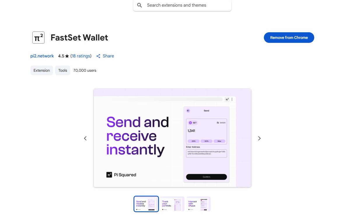 Pran024877641's tweet image. FastSet Wallet Extension is actually crazy good 🤯
Clean UI, smooth actions, no lag, and everything just works.
Wallets should all feel like this.
#FastSet #Web3Tools @Pi_Squared_Pi2