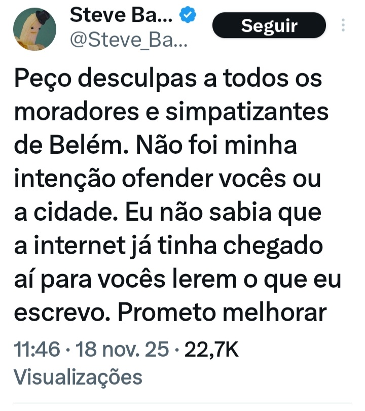 Esses são alguns comentários xenofóbicos sobre Belém. 
Cambada de escrotos, lixos.É sempre assim que tratam a região norte do país.