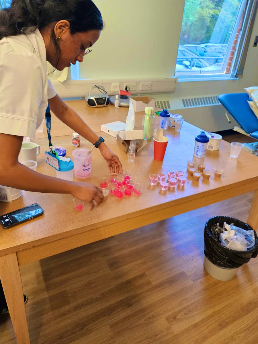 gouriSLT's tweet photo. Are you even a dysphagia practitioner SLT if you don’t hand out thickened shots at training?  

Dysphagia training for 24 hour care home staff @rdash_nhs with @jacintaecho
- strategies to promote independence
- IDDSI levels and feeding exercises 
- mental capacity &amp; EDAR https://t.co/ue4dS42n4O