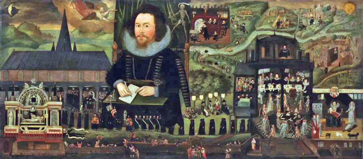 tonyriches's tweet image. This c. 1596 portrait of Sir Henry Unton is an unusual narrative painting by an unknown artist that chronicles the life and death of the Elizabethan diplomat. Commissioned by his widow, Dorothy, it features a central portrait of Unton surrounded by multiple, smaller scenes of his…