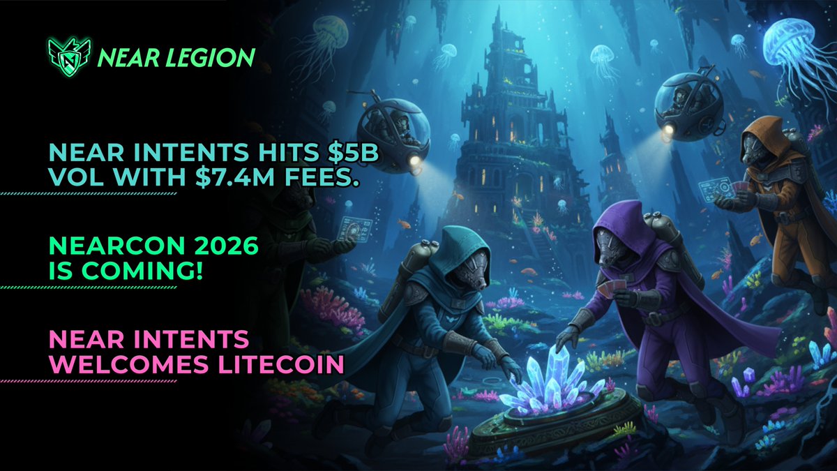 NEAR Weekly Recap - Another week, another milestone for the chain that never stops building.

$5B+ volume and $7.4M in fees on <a href="/near_intents/">NEAR Intents</a>.
NEARCON 2026 is COMING!
New chains. New launches. Governance in action.

Let’s get into it 👇