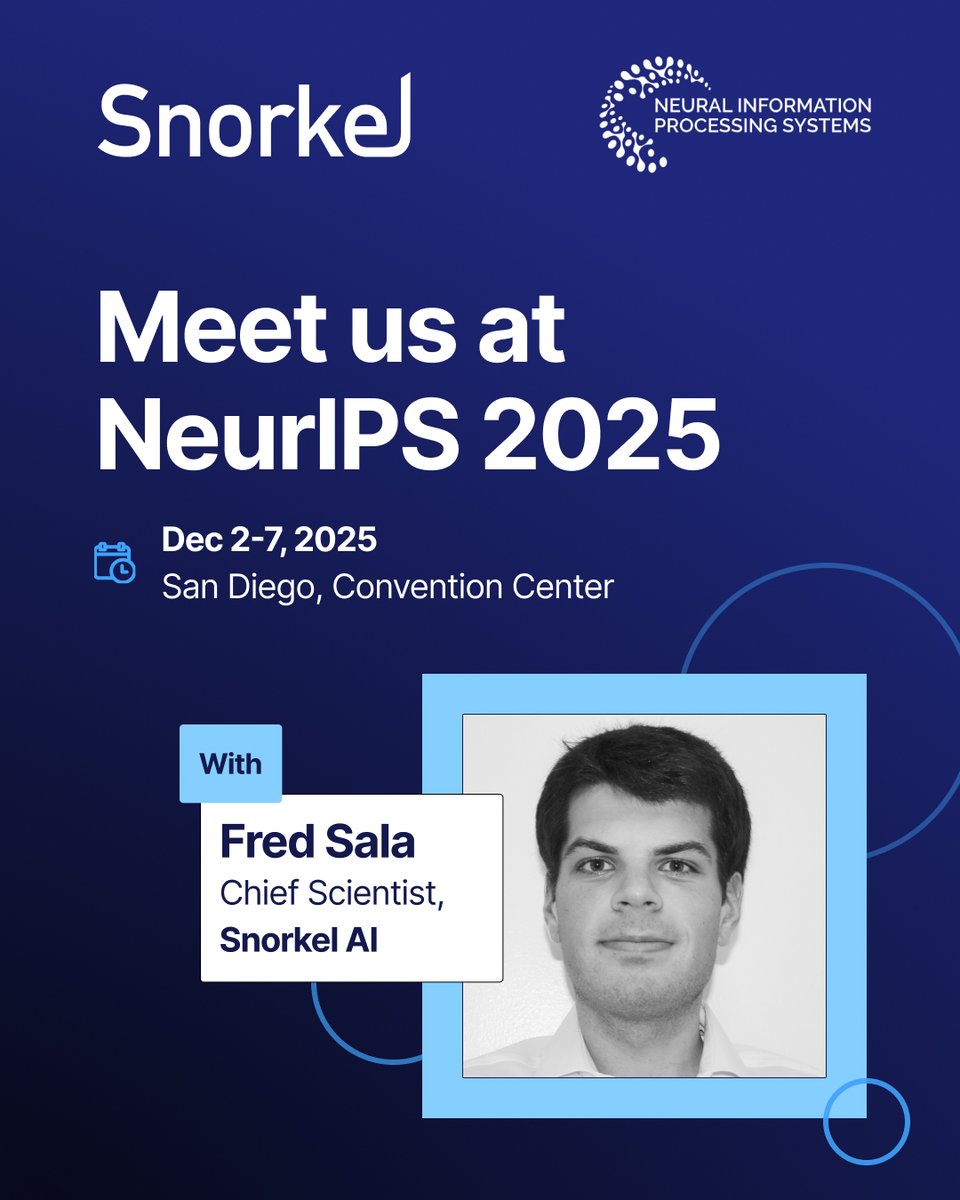 SnorkelAI's tweet image. SnorkelAI is headed to #NeurIPS2025 this December with @fredsala  and the team.

Come talk benchmarks, rubrics, RL envs, &amp;amp; more. 🔬✨