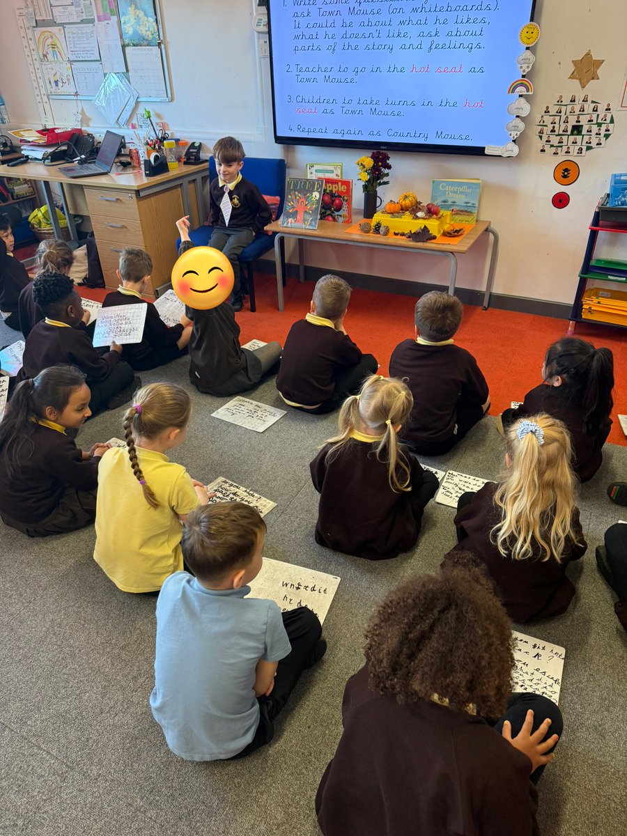 EastfieldPSHull's tweet photo. #2AW have been hot seating as the characters in our key text: The Town Mouse and the Country Mouse. This has helped us to think about how different characters will have felt at different points in the story! #epswriting https://t.co/3pnBdR4xIr