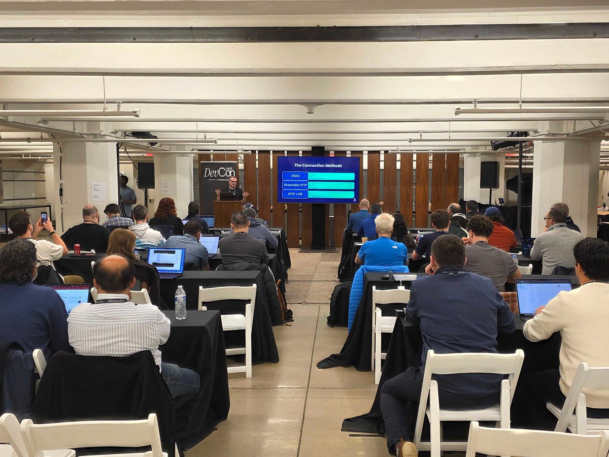 Obots_ai's tweet image. Full house for today’s MCP session at AI Native DevCon...stop by our table to see how teams are scaling AI safely with the Obot MCP Gateway!

#ModelContextProtocol #MCPDevelopers #AINativeDevCon #AIDevelopment