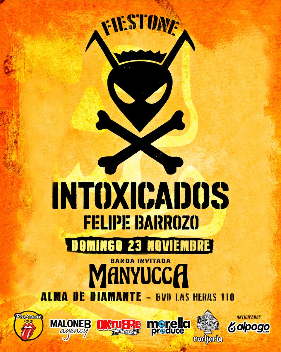 23 de noviembre víspera feriado estaremos tocando en la FieStone. Sala Alma de Diamante , bv Las Heras 110. A las 22hs !