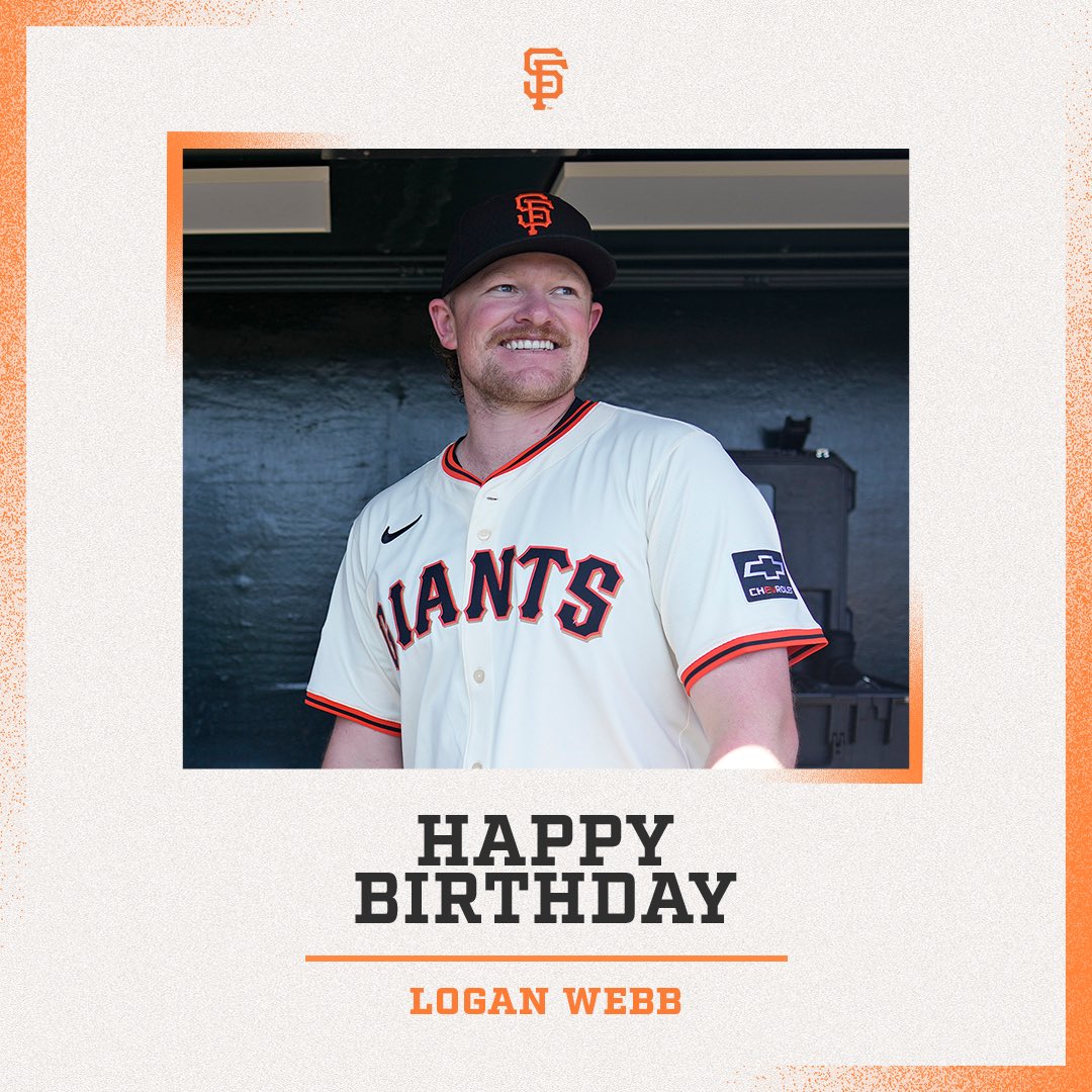 SFGiants's tweet image. Happy birthday, @LoganWebb1053! 🤗