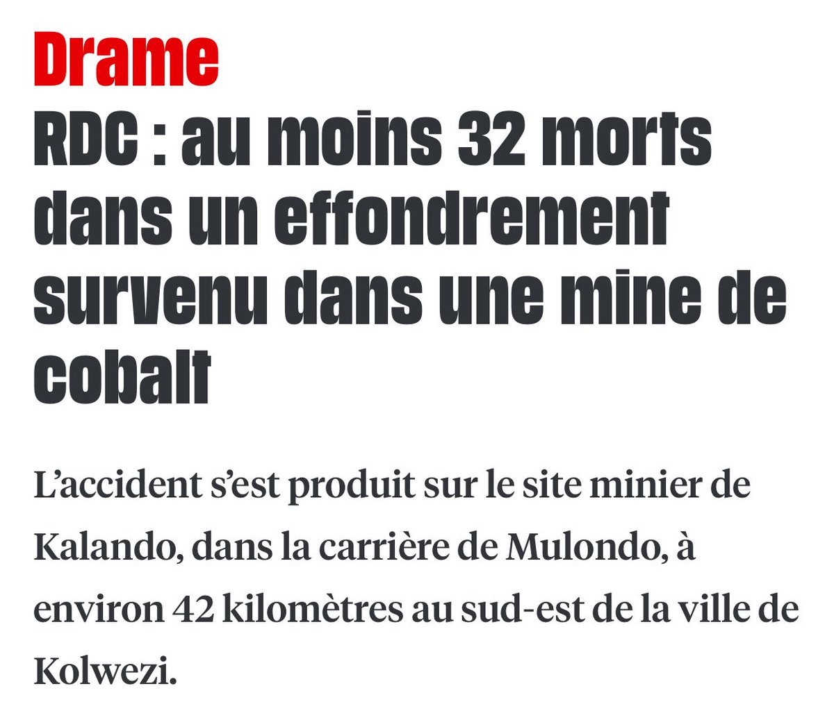 mulindwa_j49819's tweet photo. En #RDC 32 mineurs meurent à #Kalando tandis que + de 35 000 enfants travaillent encore dans les mines sans sécurité ni avenir. À l’Est, d'autres enfants subissent enlèvements, massacres et déplacements. Je refuse le silence: protéger les enfants congolais est une urgence vitale. https://t.co/ib1yD6ZBzf