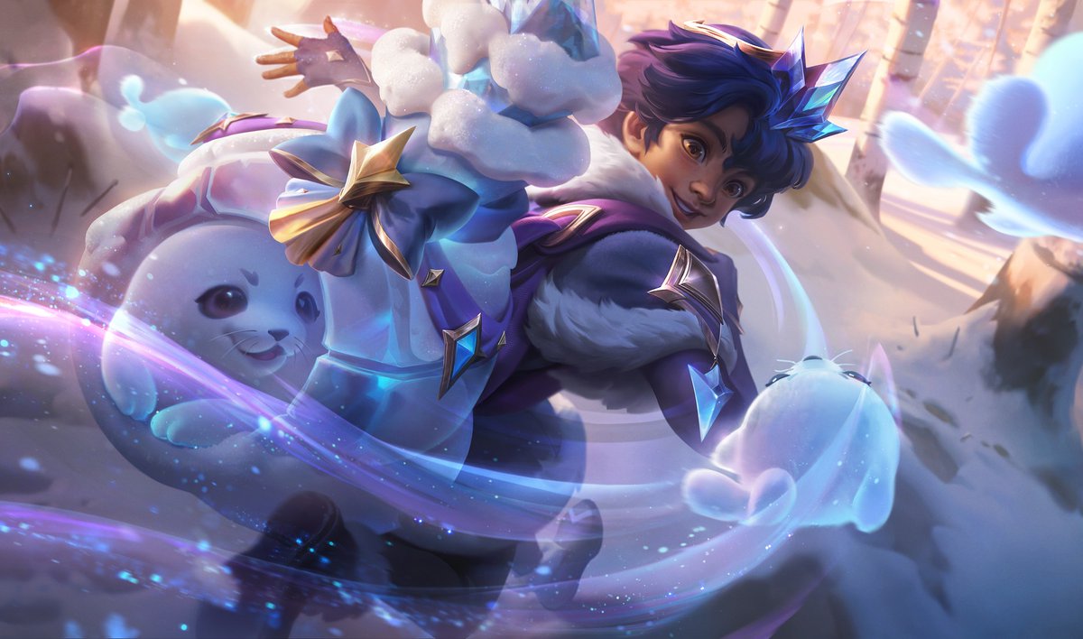 SkinSpotlights's tweet image. Splash Arts for Winter Wonder Zeri, Reindeer Smolder, Prestige Winterblessed Mel and Winter Wonder Milio