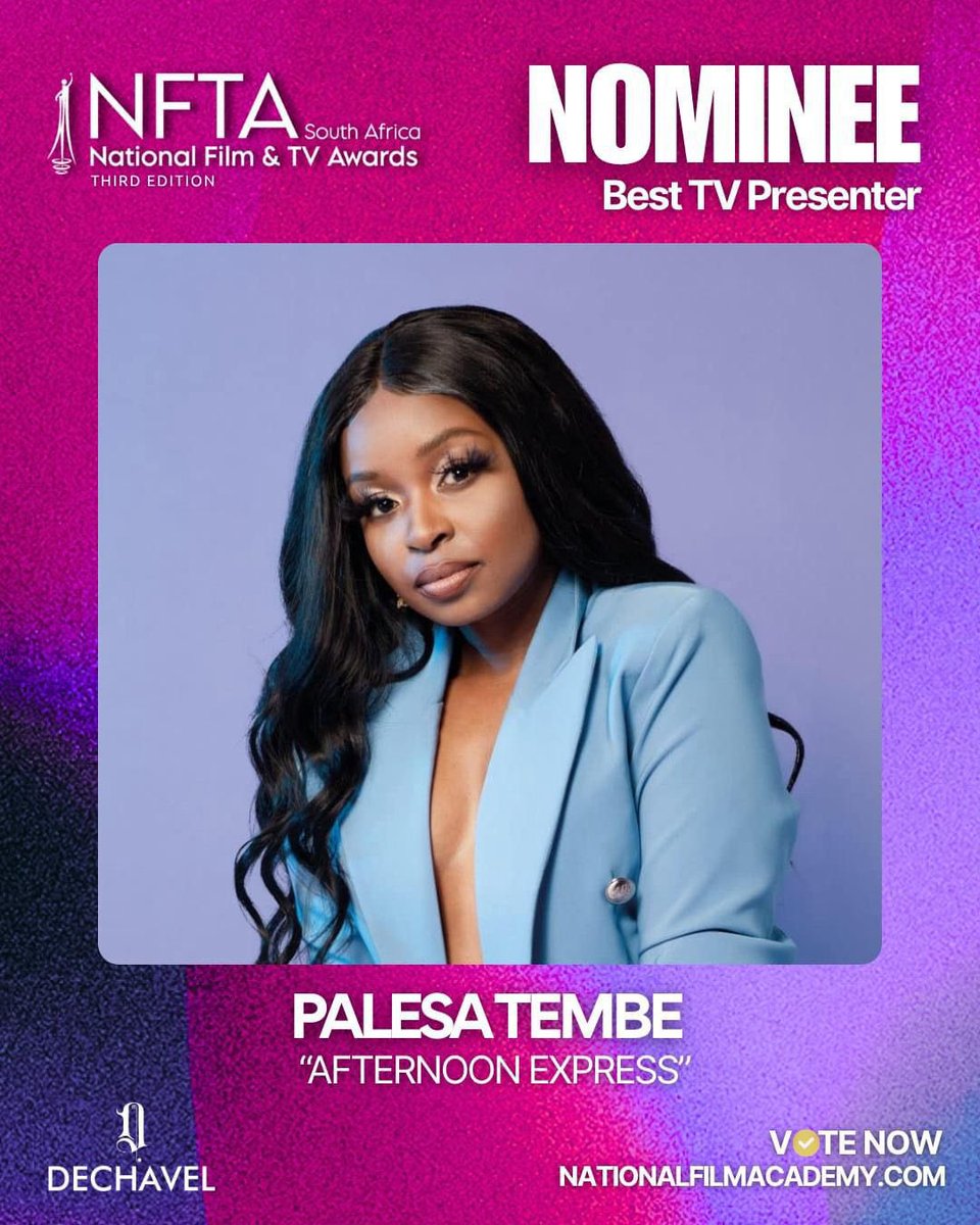 Palesa Tembe for Best TV Presenter and Afternoon Express for Best Entertainment Show deserve your vote at the 3rd Annual National Film &amp; TV Awards South Africa 2025.
Vote here: 👇🏾
nationalfilmacademy.com/voting
#VotePalesaTembe AfternoonExpress <a href="/PaliTembe/">Palesa Tembe</a>